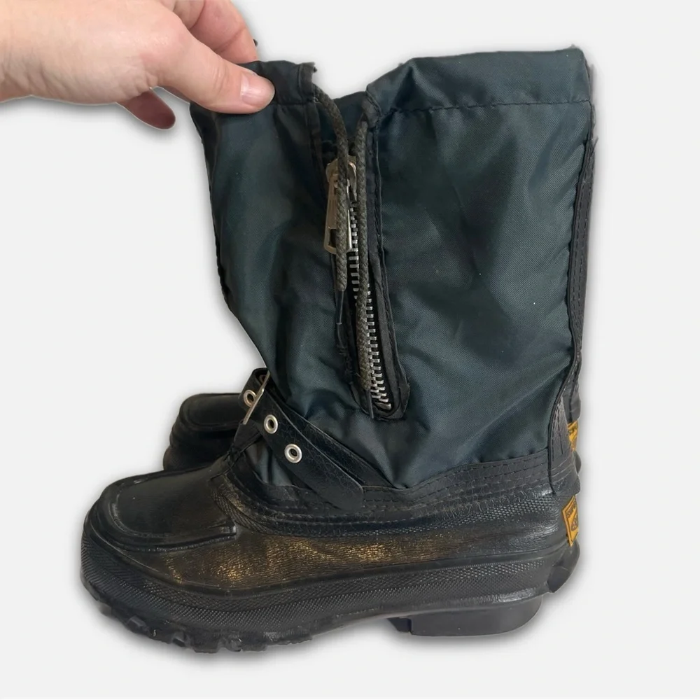 Vintage 70's Snow Winter Duck Boots Heavy Duty Zip Buckle
